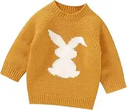 [Generic] Toddler Knit Sweater Autumn Winter Warm Outfits Newborn Infant Baby Girl Boy Cute Long Sleeve Knitted Rabbit Pattern Sweater Pullover Tops Teal Hoodie Toddler