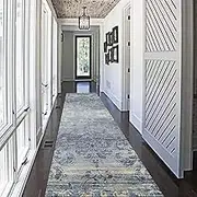 Long Hallway Runner Rug Blue 100cm 1.5m 250cm 300cm 4m 5m 6m Narrow Area Rugs Non Slip Backing Washable Carpet Runner for Kitchen Hall Entryway Corridor MARXAN(120x300cm)