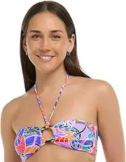 [EIDON] Women's Aria Bandeau Bikini Top Swimsuit with Ring Detail and Sash Tie