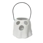 White Ghost Boo Bucket Halloween Candle Holder Flower Vase Lantern Retro Style