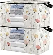 sanluoli 60L 2 Pack Under Bed Boot Storage with Reinforced Handles, clear window Garment Bag Closet Storage