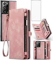 Asuwish Phone Case for Samsung Galaxy Note 20 Ultra Glaxay Note20 Plus 5G Zipper Wallet Cover with Screen Protector and Flip Card Holder Cell Gaxaly Notes 20Ultra Note20+ U + 20+ Twenty Not S20 Pink