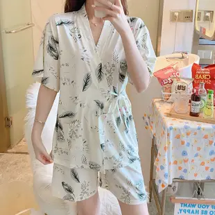 日系ins睡衣女夏季新款短袖短褲韓版甜美和服學生可愛兩件套裝