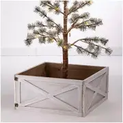 Washed Wooden Tree Collar Tree Stand Cover Christmas Tree Skirt Tree White