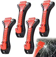 Fine jade2 Pack of 4 Emergency Hammer Car with Belt Cutter, Rescue Hammer with Holder for Car, Bus, Car, Truck, Quick to Use