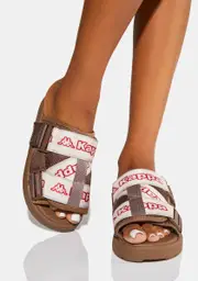 [Kappa] Brown Logo Tape Kalpi Slides