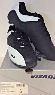 Vizari Vigo FG Soccer Shoe (Big Kid),Black/White,5.5 M US