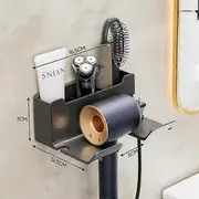 Wall Mounted Hair Dryer Holder For Dyson Bathroom Shelf without Drilling Plastic Hair dryer stand Bathroom Organizer grey