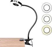 LED Clip Reading Light, USB Rechargeable Desk Lamp, Kid's Eye Protection Reading Light with 3 Light Modes, Adjustable Bending, Suitable for Reading, Work, and Study (Black)