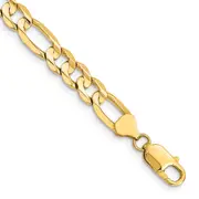 14K Yellow Gold 8 Inch 7.5mm Concave Open Figaro With Lobster Clasp Bracelet