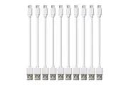 10 Pack 20cm Short Data Transfer Charger Charging USB Type C Phone Tablet Cable Cord Bulk White TPE Plastic