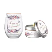 2pc Someone Special 520ml Stemless Glass Tumbler & Candle Vanilla Scent Set