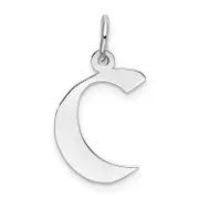 Sterling Silver Rhodium-Plated Artisan Block Letter C Initial Charm