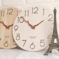 在飛比找momo購物網優惠-【Noname】現代簡約風 14吋 加大款 木紋時鐘 木掛鐘