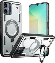 WeiCase Samsung Galaxy A06 4G Case - Military Grade Shockproof TPU+PC with 360 Degree Rotating Invisible Ring Holder Gray