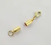 50 Sets of Gold plated cord end w/ clasp for 4mm leather #22540