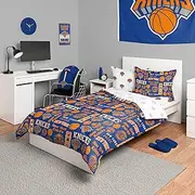 FOCO New York Knicks NBA Team Color Bed in a Bag Comforter Bedding 5 Piece Set - Twin
