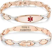[linnalove] Personalized Medical Alert Bracelets for women Fashion Stainless Steel Emergency Medical Bracelets w/Free Engraving (7.5)