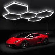 [Partsable] 24 Pack Hexagon LED Garage Lights 26400LM 5 Grid Honeycomb LED Shop Ceiling Light for Warehouse Workshop Gym Basement Car Care Wash Room ﻿
