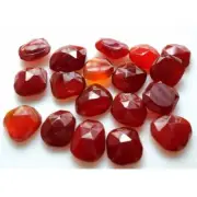 12-15mm Red Chalcedony Rose Cut Flat Cabochons, Red Chalcedony Faceted Cabochon