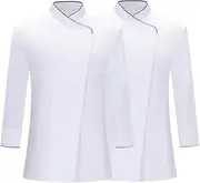 [MISEMIYA] Women's Pack of 2 Chef's Jackets MZ-2-731 (Pack of 2), White, 50