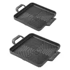 Grill Pan Cast Iron with Handles Grilling Pan for Kitchen Picnic Steak