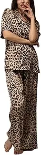[RISCUYY] Cheetah Print Set for Women Comfy Loose Top and Pants Matching Leopard Print Set 2025