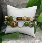 2 PC Handmade Bohemian Beaded Stackable 7” Plus Stretch Bracelet Set New B1679