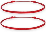 [Luck Strings] 2-Pack Red String Bracelets for Protection and Good Luck - Kabbalah Red Knot Amulet, Adjustable Nylon Cord Bracelet for Women, Men, and Friendship Gifts, Adjustable, 5" to 10" inches or 13 cm to 26
