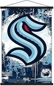 Trends International NHL Seattle Kraken - Maximalist Logo 23 Wall Poster, 22.37" x 34.00", Premium Print and Black Hanger Bundle