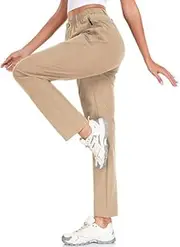 [ZOOXING] Women's Golf Pants Wrinkle Free UPF 50 Casual Pants Quick Dry Lightweight Travel Pants for Women on Plane with Zipper Pockets
