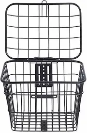 Electric Bike Basket, Multifunctional Large Capacity Metal Bike Wire Basket with Lid Easy Installation Rear Storage Basket Bag Cargo Rack for Adult Bikes