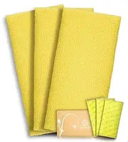 CasaVida Exfoliating Washcloth Japanese Beauty Washcloth African Net Sponge Nylon Bath Korean Loofah Towel Puff Large Wash Cloth Body Scrub Washcloths Shower Towel Back Scrubber 3 Pack by (Yellow x 3)