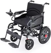 EQUIPMED Power Electric Wheelchair, Folding, 20km Max Frame, Wider Seat, Lithium Battery, Black