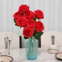 在飛比找樂天市場購物網優惠-仿真玫瑰花束絹花塑料花假花單支客廳裝飾干花餐桌擺件婚慶紅花藝