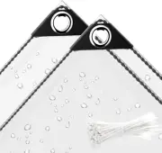 6 X 13 Ft Clear Waterproof Tarp, PVC 11.8 Mil Tarpaulin with Grommets and Cable
