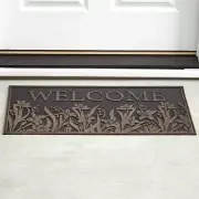 DOORMAT Rug FLOWER Outdoor Porch Front Door WELCOME Mat Entryway Rubber Traction