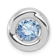 Sterling Silver Platinum-Plated Polished Vibrant Blue Cz Circle Pendant