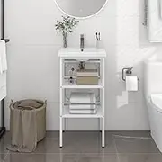Bathroom Washbasin Frame White - Sturdy Powder-Coated Iron, 40x38x83 cm, Stylish Bathroom Console with Ample Storage Access