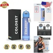 Cold-keeping 24 oz Stainless Steel Bottle - Leak-Proof Straw Cap, Galactic Blue
