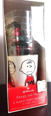 Vintage Hallmark Lot Of 8 Peanuts Charlie Brown, Linus, Snoopy Party Glasses NEW