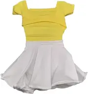 Generic 1/6 Female Figure Dress Set for 12 Inch Dolls Including T Shirt and Skirt , Yellow White