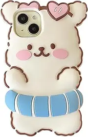 [QoKcoahn] Case for iPhone 12/12 Pro,Kawaii Phone Cases 3D Cartoon Cute Funny Swimming Ring Dog Silicone Rubber Shockproof Protective Case Women Girls for iPhone 12/12 Pro