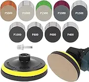 Pomsare 45PCS 5 Inch Wet Dry Sanding Discs Kit with Hook and Loop Backing Pad 5/8-11 Foam, Angle Grinder Drill Attachment, Sander for 400 to 5000 Grits Sandpaper Wood Metal Car, Grey, (‎ PW820812)