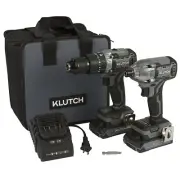 Klutch Hammer Drill/Driver and Impact Driver Kit, KLiQ 20 Volt Brushless,