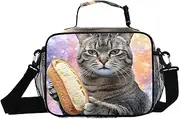 Cat Galaxy Bread Funny Insulated Lunch Box for Women Men - Ideal for Work, Picnics - Includes Adjustable Shoulder Strap