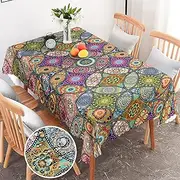 Table Cloth Rectangle Table, Boho Rectangle Tablecloth Stain Resistance, Water Repellent and Wrinkle-Free, Bohemian Tablecloths Rectangular for Kitchen Dining, Patio Indoor and Outdoor, 60'' x 84''
