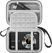 Lacdo Camera Carrying Case for CAMKORY DC403, KODAK PIXPRO FZ55, Canon PowerShot G7 X Mark III/SX740, Sony ZV-1/ RX100 VII, Panasonic LUMIX ZS99 Digital Camera Protective Storage Trave Bag, Black+Gray
