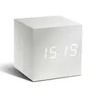 GINGKO Sound Activated White Cube Click Designer Clock Alarm Temperature