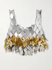 [RABANNE] RABANNE - Cropped Fringed Chainmail Top - Silver - FR 38 FR 38 Silver